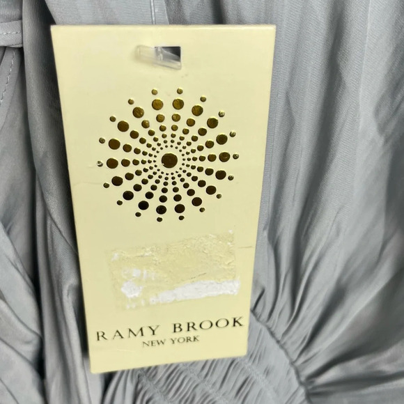 Ramy Brook Dress Womens XS Lauren Cold Shoulder Silky Feminine Mini Silver - Picture 12 of 15